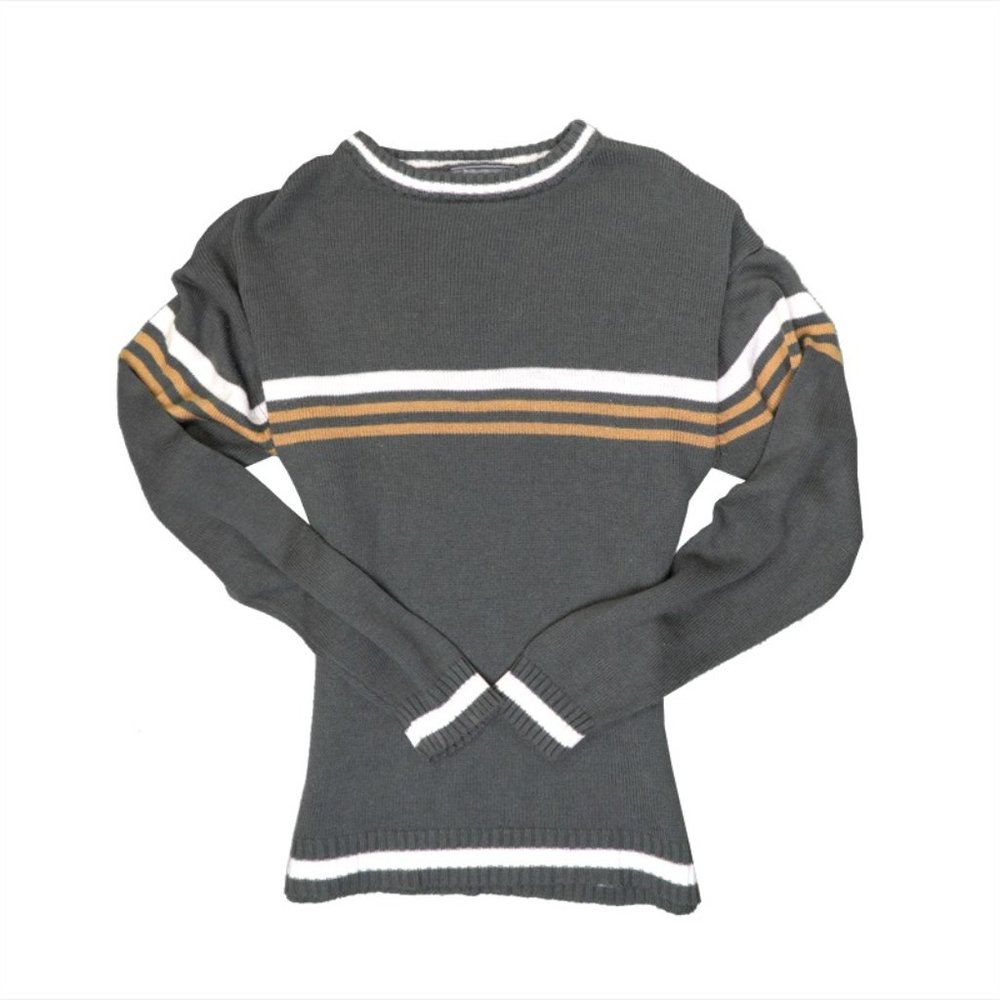 George Martin - Oversized Stripe Detail Sweater Dress - Grey/Brown - Mens XL